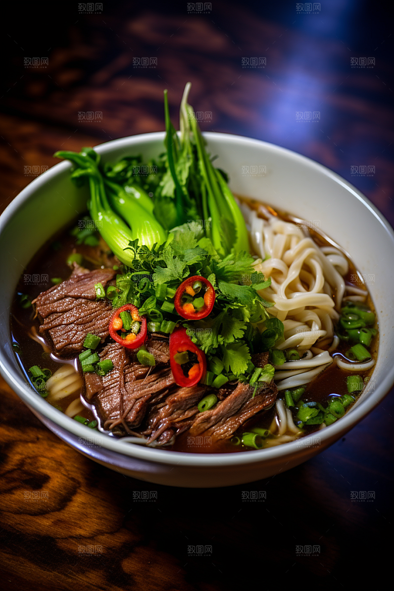 兰州拉面西北美食干切牛肉摄影图
