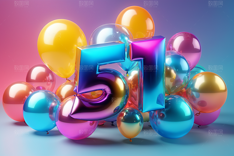五一劳动节立体51节艺术字