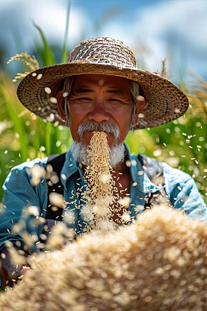 农民丰收五一劳动节稻谷摄影图