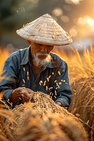 农民丰收种地水稻摄影图