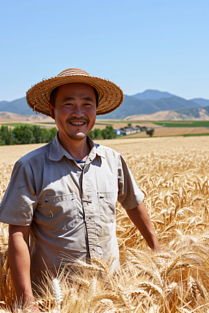 农民丰收水稻田野摄影图