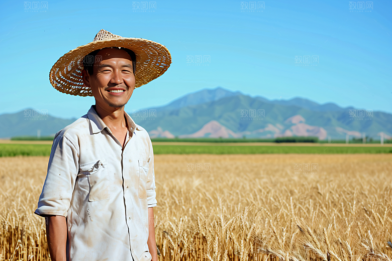 农民丰收劳作田野摄影图