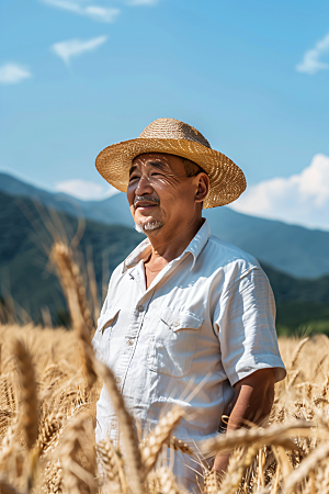农民丰收种地稻谷摄影图