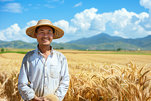 农民丰收农田水稻摄影图