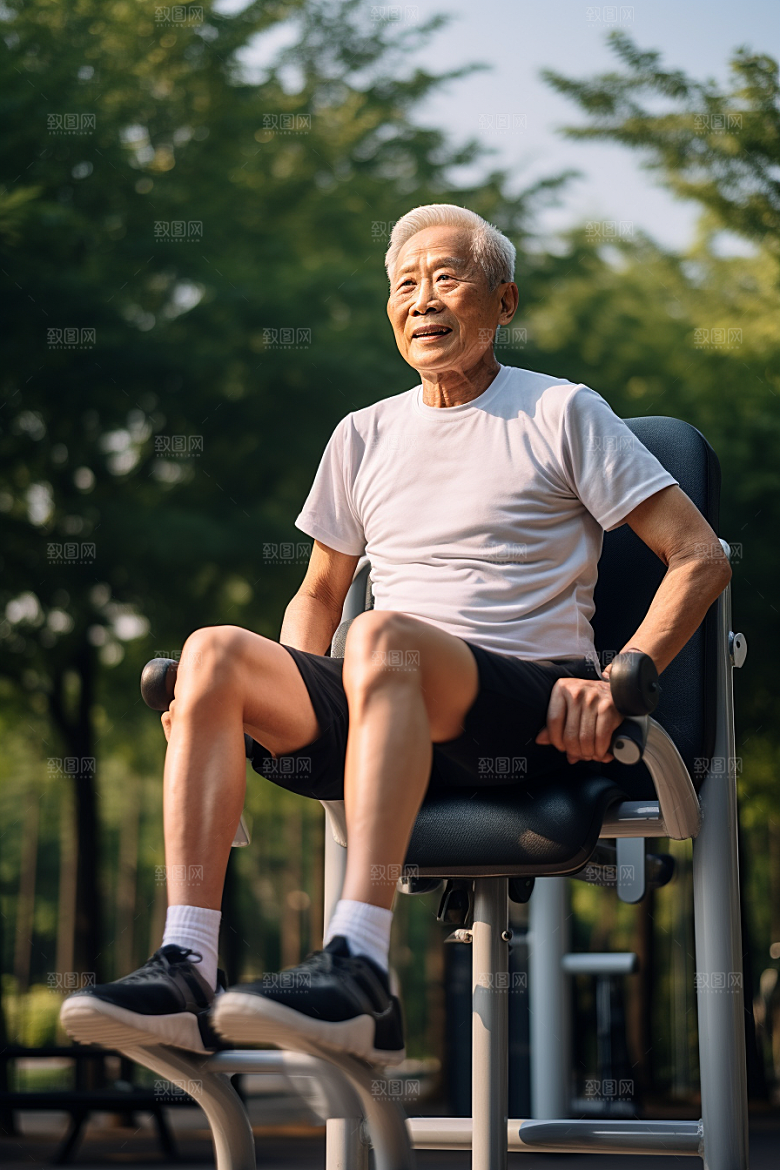 老年人锻炼肖像夕阳红摄影图