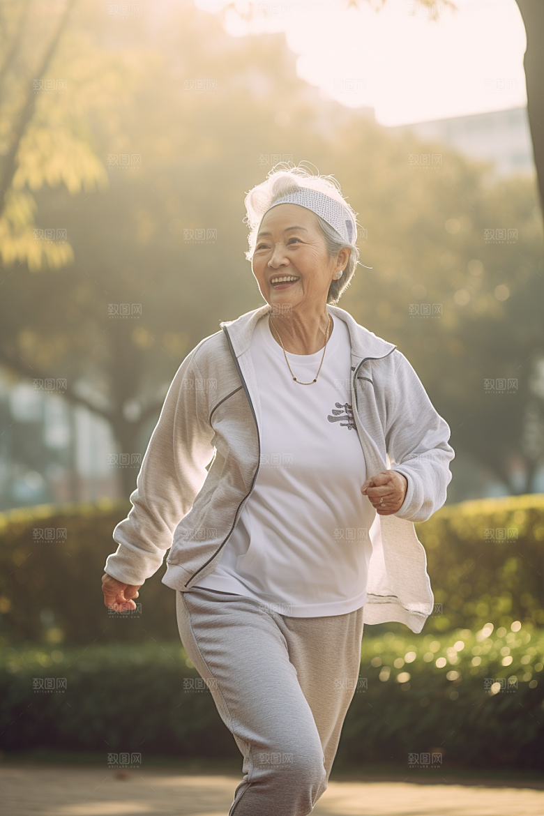 老年人锻炼晨练健康摄影图