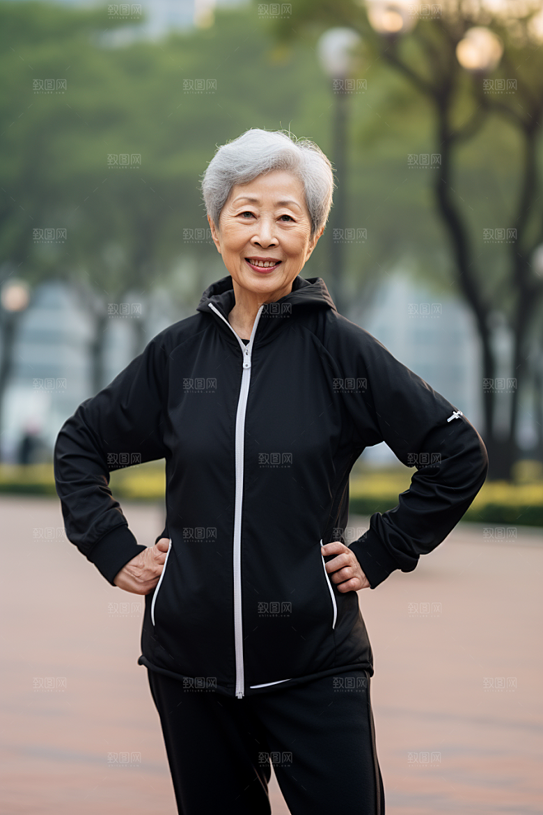 老年人锻炼健康晨跑摄影图
