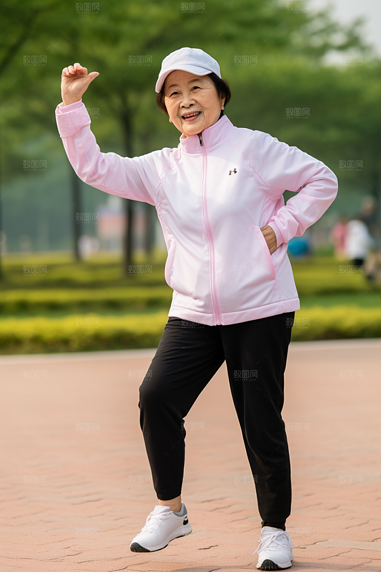 老年人锻炼晨跑肖像摄影图