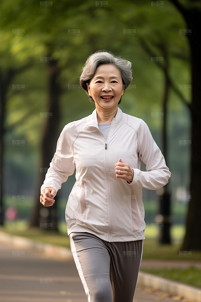 老年人锻炼晨跑晨练摄影图