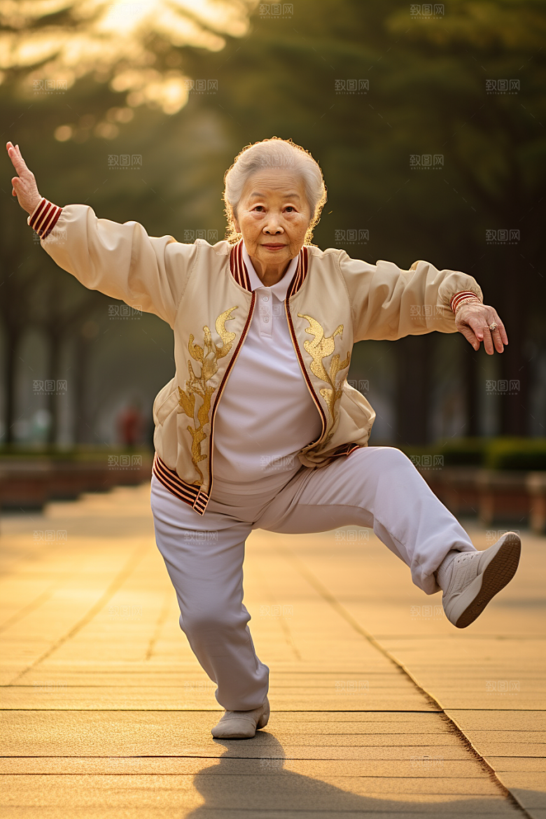 老年人锻炼人物健身摄影图