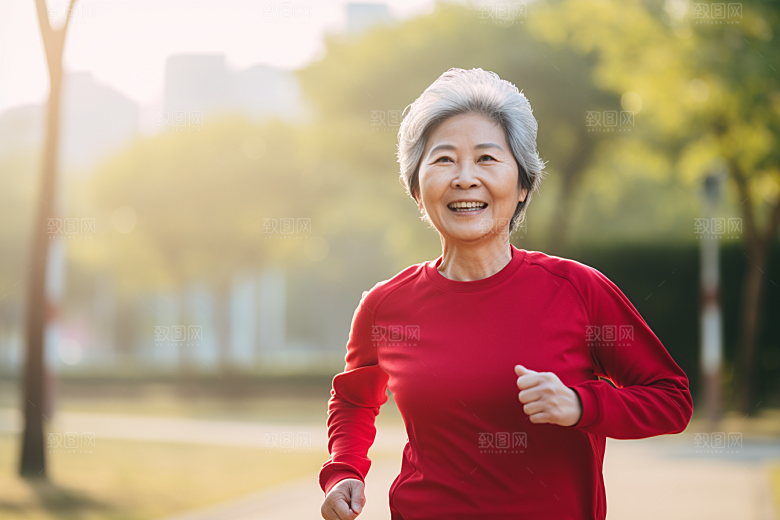 老年人锻炼夕阳红健身摄影图