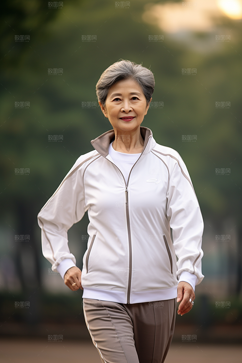 老年人锻炼肖像晨跑摄影图