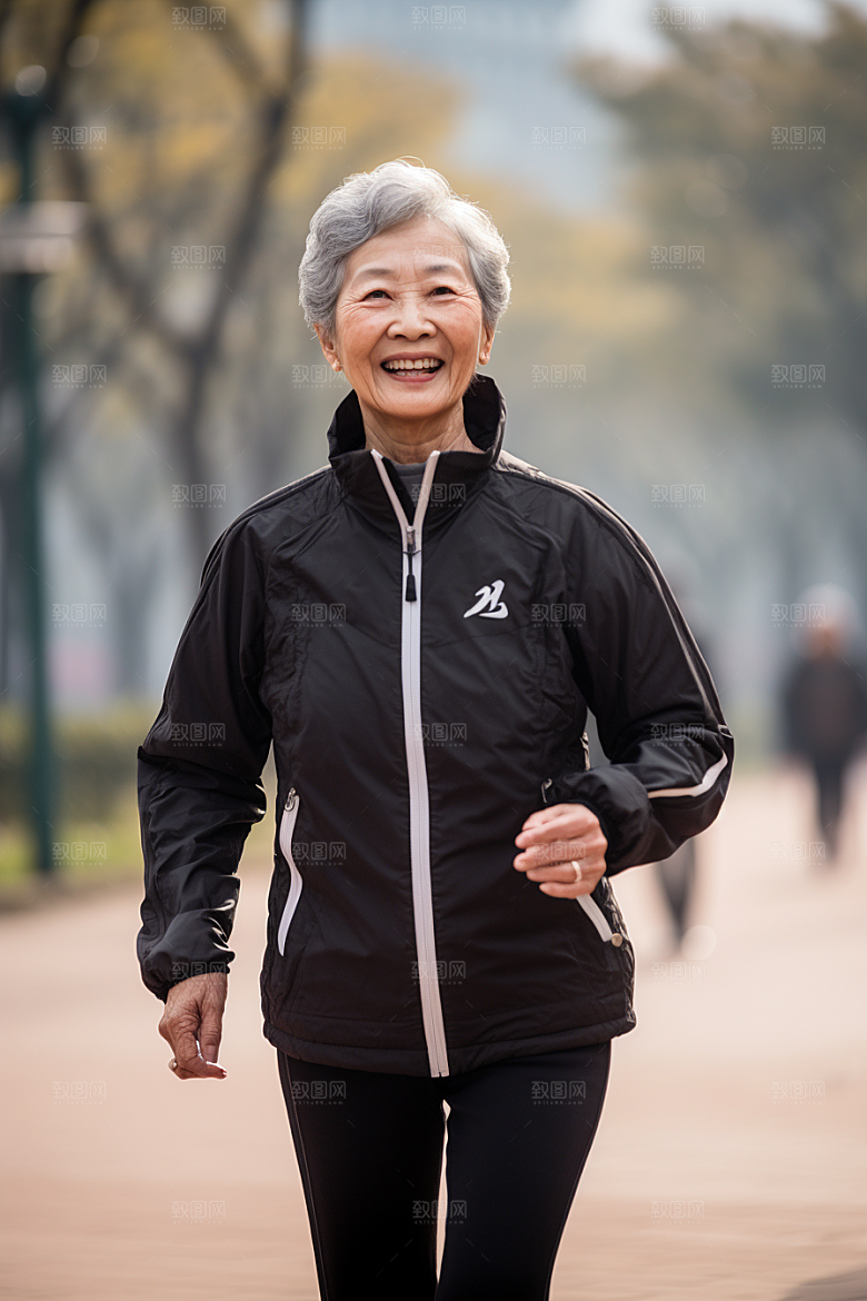 老年人锻炼晨练夕阳红摄影图