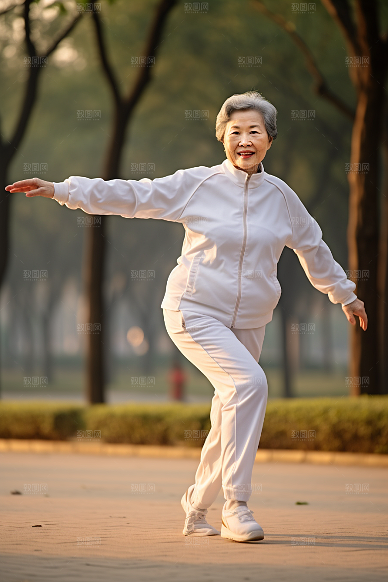 老年人锻炼夕阳红保持年轻摄影图