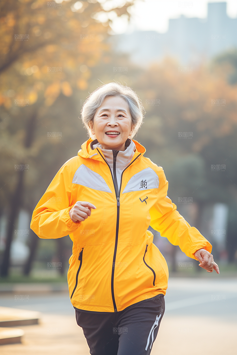 老年人锻炼肖像晨跑摄影图