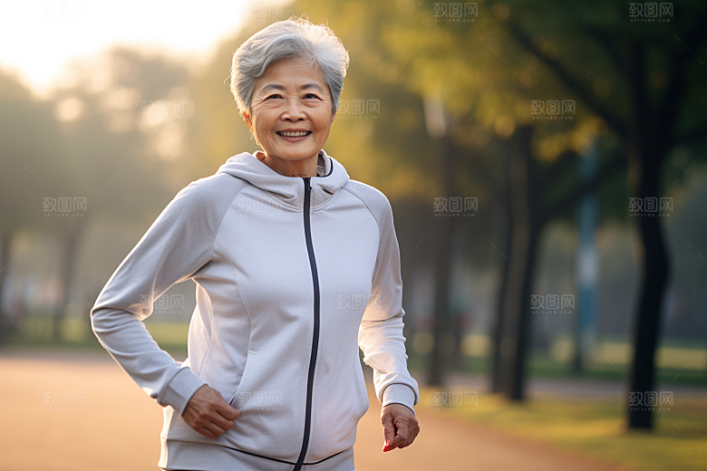 老年人锻炼肖像健康摄影图