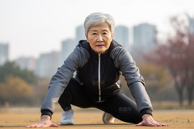 老年人锻炼健身健康摄影图