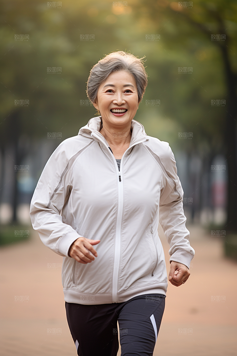 老年人锻炼肖像晨跑摄影图
