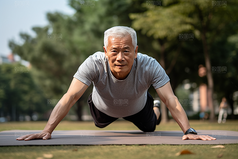 老年人锻炼人物肖像摄影图