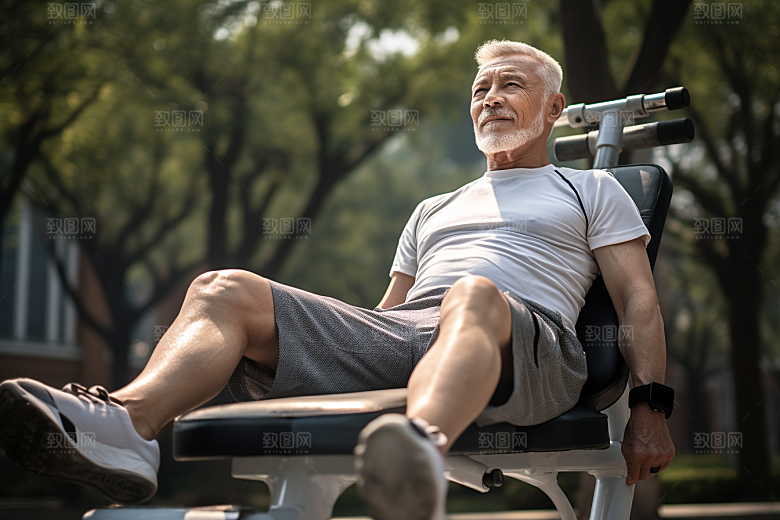 老年人锻炼晨练晨跑摄影图