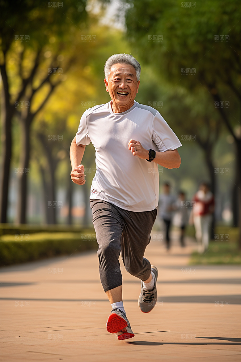 老年人锻炼晨练肖像摄影图