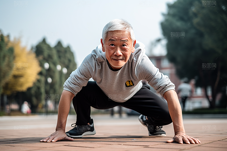 老年人锻炼人物保持年轻摄影图