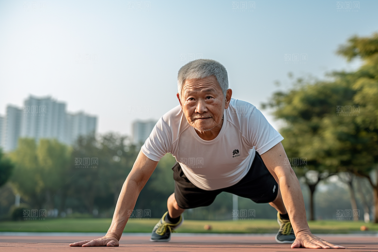 老年人锻炼健身夕阳红摄影图