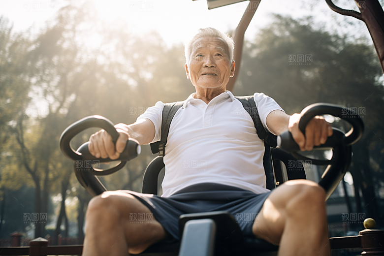 老年人锻炼晨跑人物摄影图