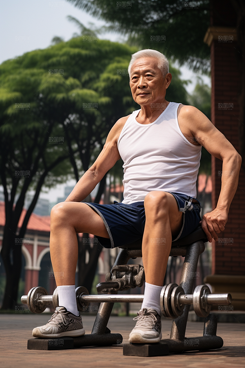 老年人锻炼晨练人物摄影图