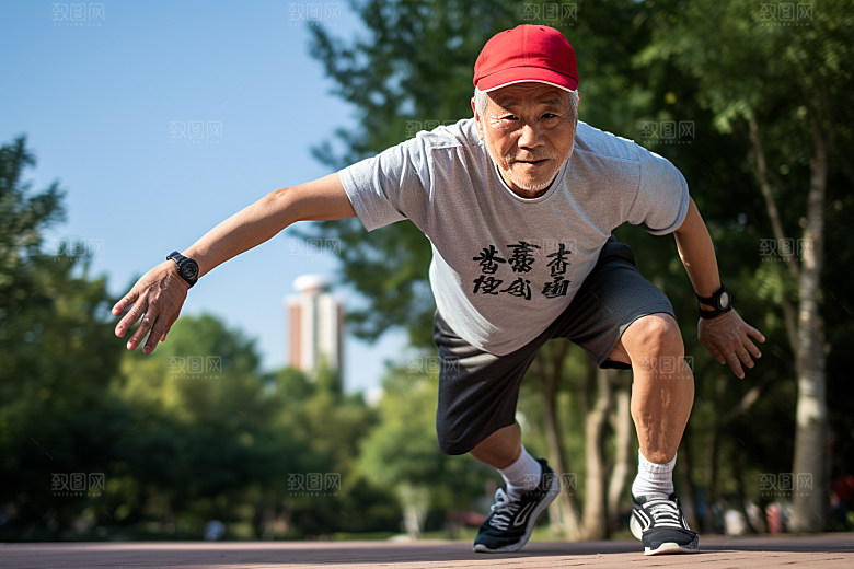 老年人锻炼肖像健身摄影图