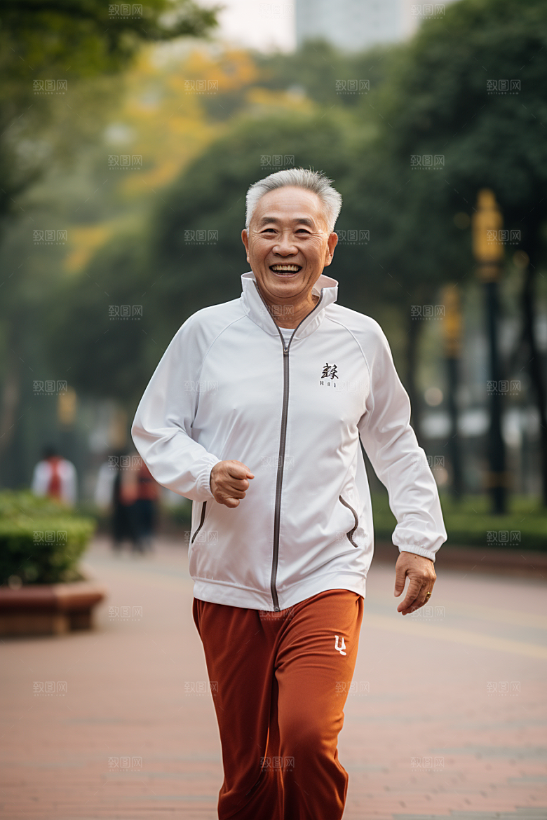 老年人锻炼健身晨练摄影图