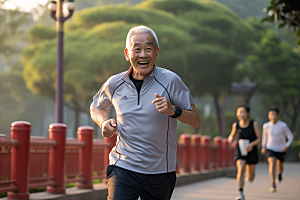 老年人锻炼健康夕阳红摄影图