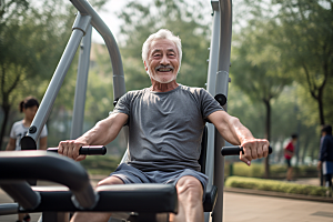 老年人锻炼保持年轻健康摄影图