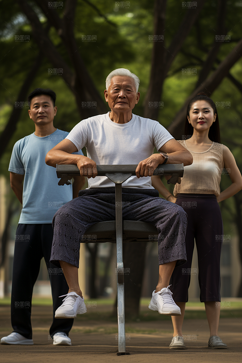老年人锻炼保持年轻人物摄影图