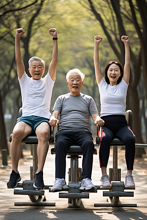 老年人锻炼保持年轻健身摄影图