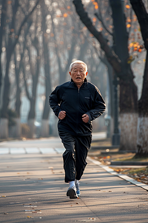 老年人锻炼健身人物摄影图