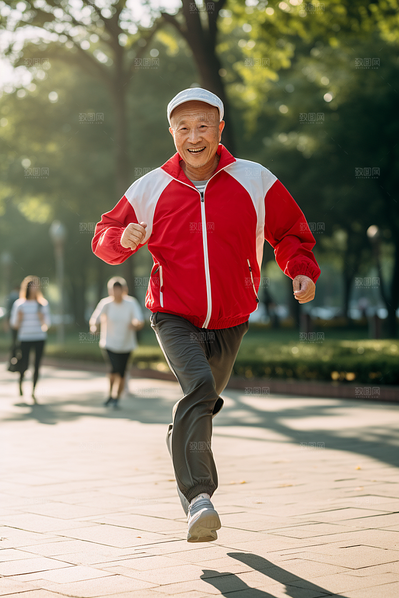老年人锻炼保持年轻肖像摄影图