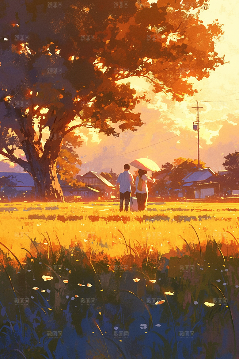 老人目送孩子离家背景留守老人插画