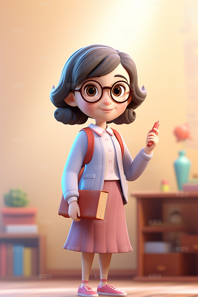 老师教师卡通模型