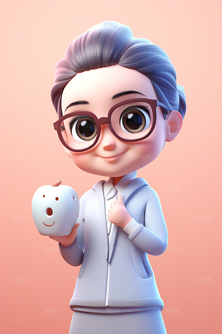 老师卡通3D模型