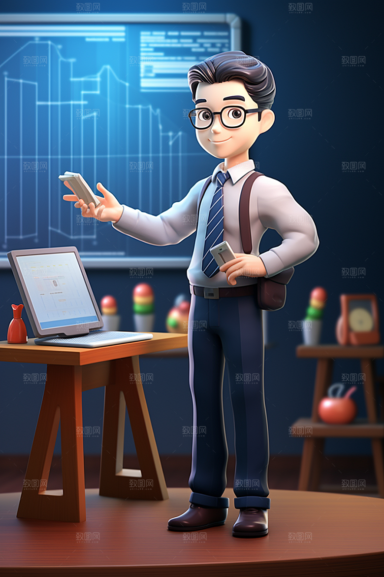 老师教育卡通模型