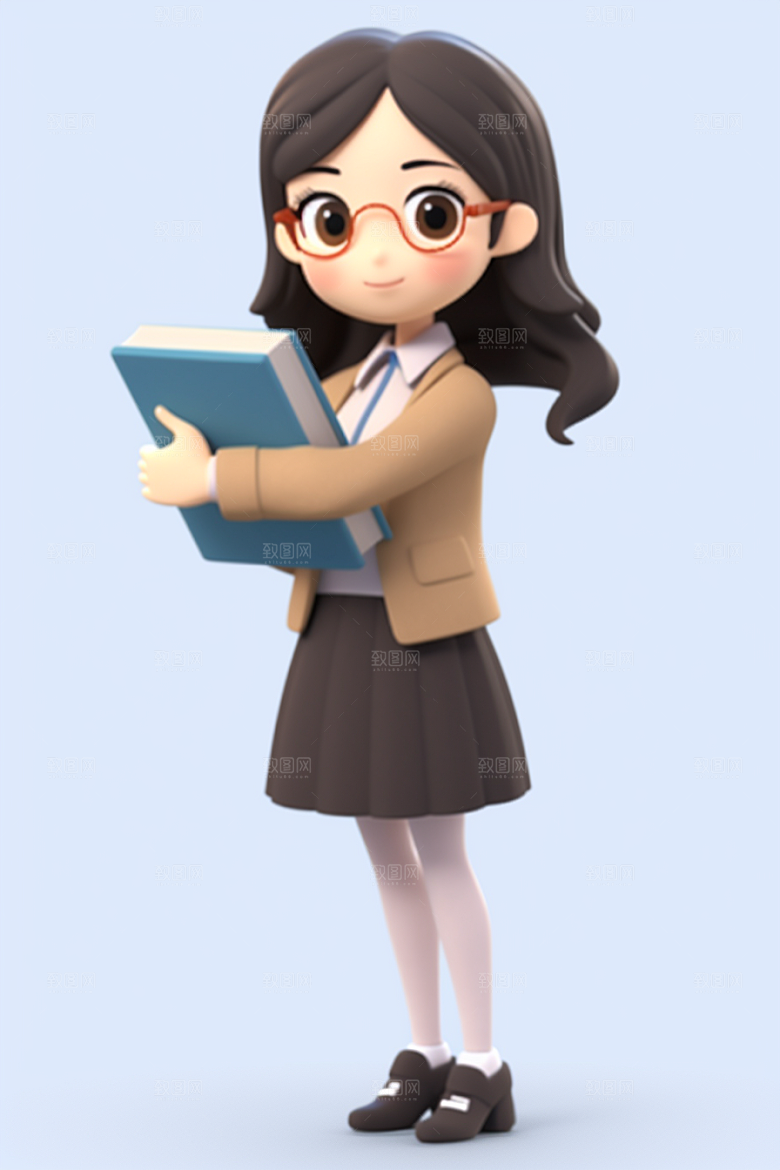 老师卡通3D模型
