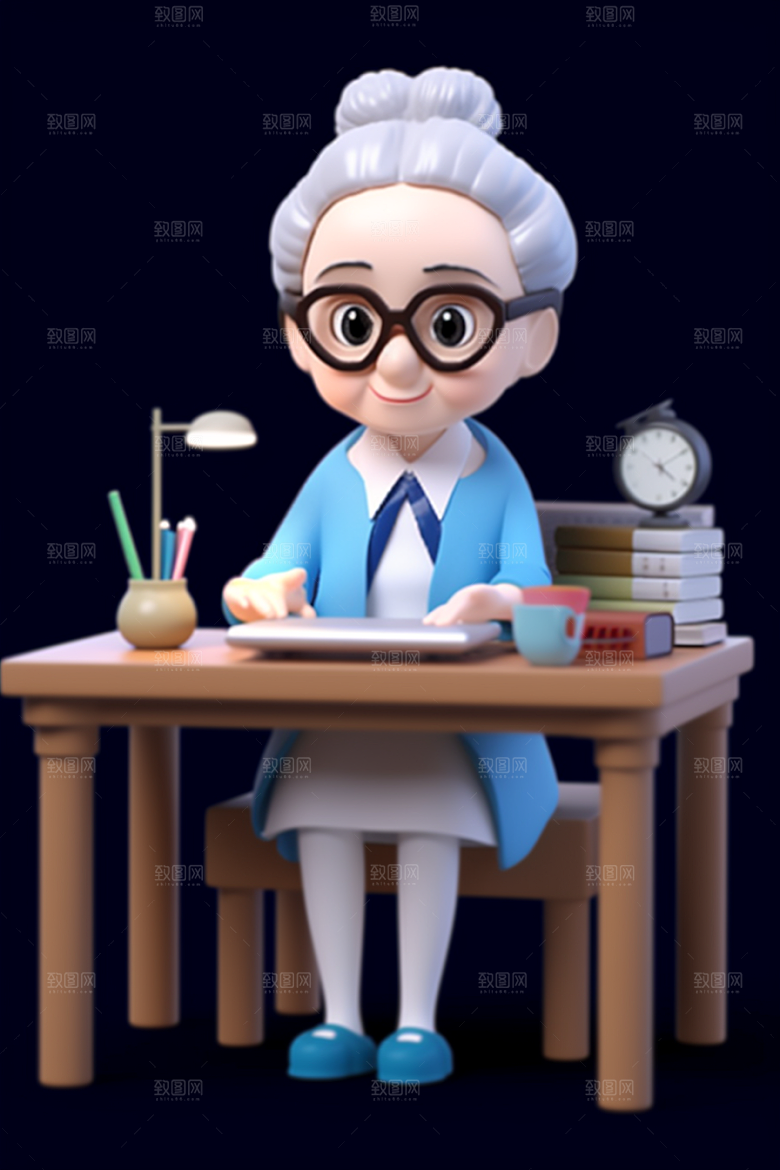 老师人物卡通模型