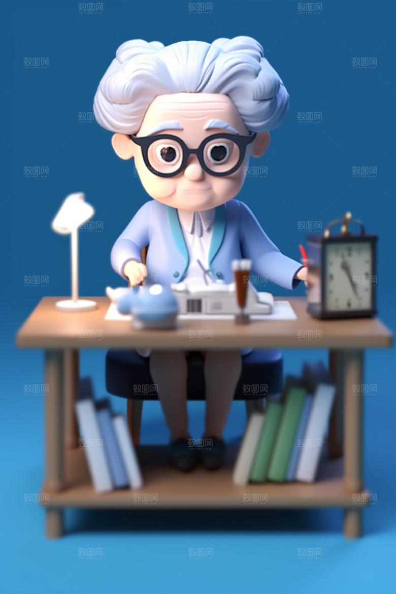 老师卡通教育模型