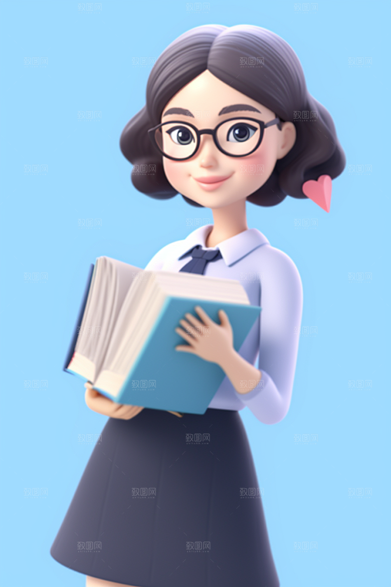 老师卡通教育模型