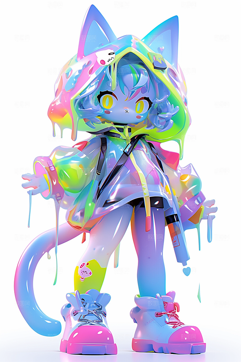 镭射猫耳女孩可爱3D模型