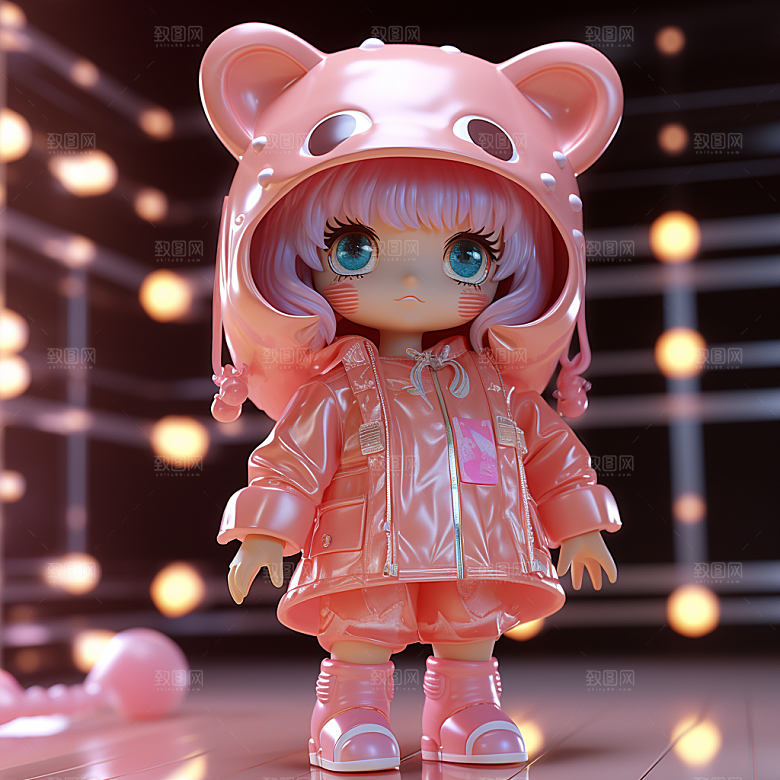 镭射猫耳女孩立体3D模型