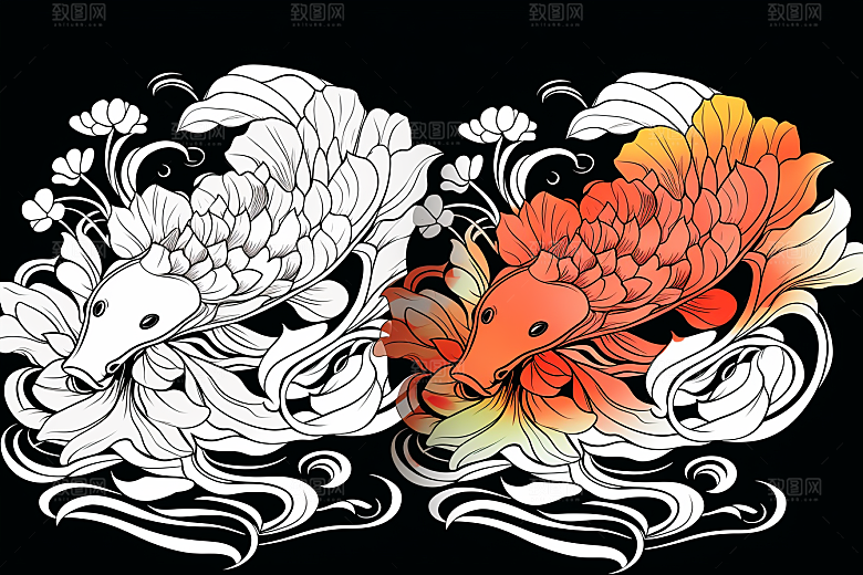 素描荷花池塘艺术写生插画