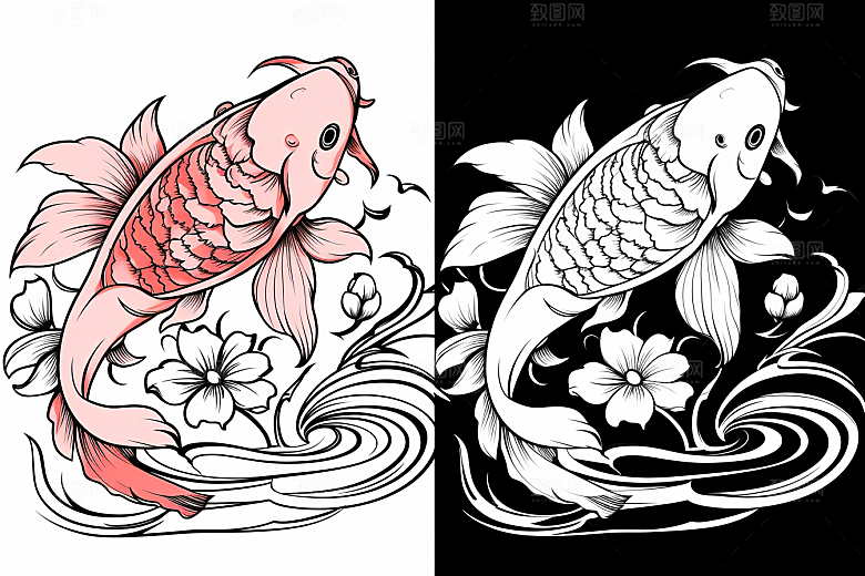 素描荷花池塘莲花手绘插画