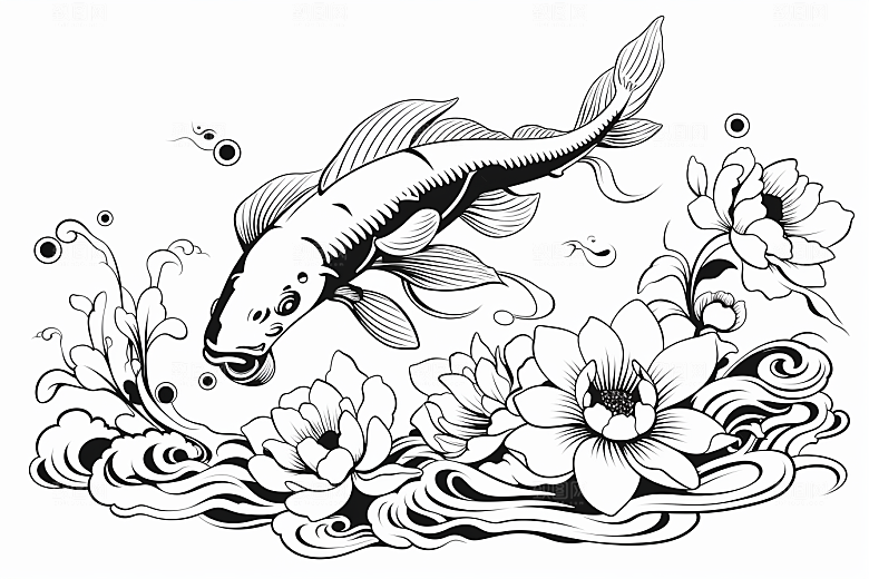 素描荷花池塘荷塘手绘插画